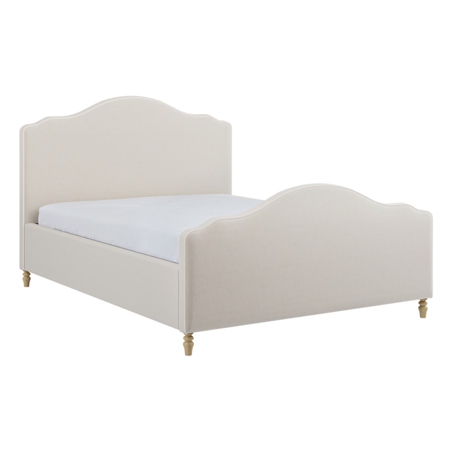 Beige Upholstered King Size Side-Lift Ottoman Storage Bed with Legs - Marie