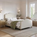 MRE001SD Beige Upholstered Small Double Side-Lift Ottoman Storage Bed with Legs - Marie