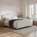 MRE001SK Beige Upholstered Super King Side-Lift Ottoman Storage Bed with Legs - Marie