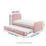Pink Velvet Single Guest Bed with Trundle and Curved Headboard - Naomi