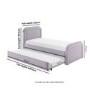 Lilac Upholstered Single Guest Bed with Trundle and Curved Headboard - Naomi