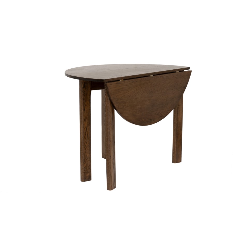Small Round Walnut Folding Drop Leaf Extendable Dining Table - Seats 2 - 4 - Nell