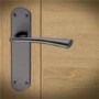 Internal Satin Black Bathroom Lever Door Handle with Lock, Latch and Hinges Pack - 65mm Latch - Neva - XL Joinery