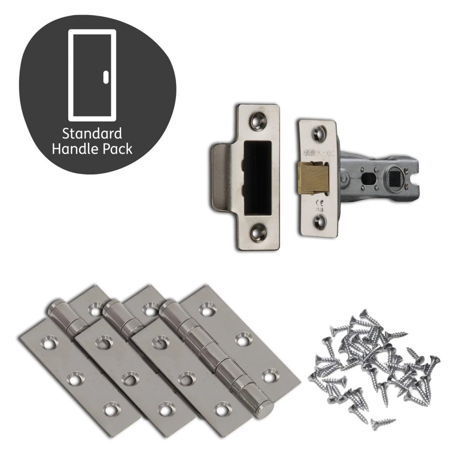 Internal Satin Black Lever Fire Door Handle with Latch and Hinges Pack - 65mm Latch - Neva - XL Joinery