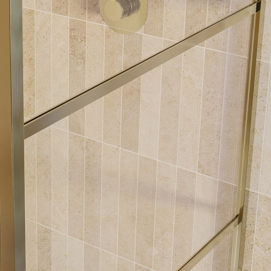 1000mm Brushed Brass Grid Shower Screen for Wet Room & Walk In Shower - Nova