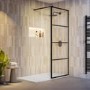 900mm Black Grid Shower Screen for Wet Room & Walk In Shower - Nova