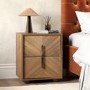 Walnut Mid-Century 2-Drawer Bedside Table with Parquet Finish - Nikita