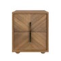 Walnut Mid-Century 2-Drawer Bedside Table with Parquet Finish - Nikita