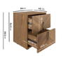 Walnut Mid-Century 2-Drawer Bedside Table with Parquet Finish - Nikita