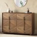 Wide Walnut Mid-Century 6 Drawer Chest of Drawers with Parquet Finish - Nikita