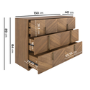 Wide Walnut Mid-Century 6 Drawer Chest of Drawers with Parquet Finish - Nikita