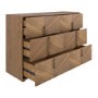 Wide Walnut Mid-Century 6 Drawer Chest of Drawers with Parquet Finish - Nikita