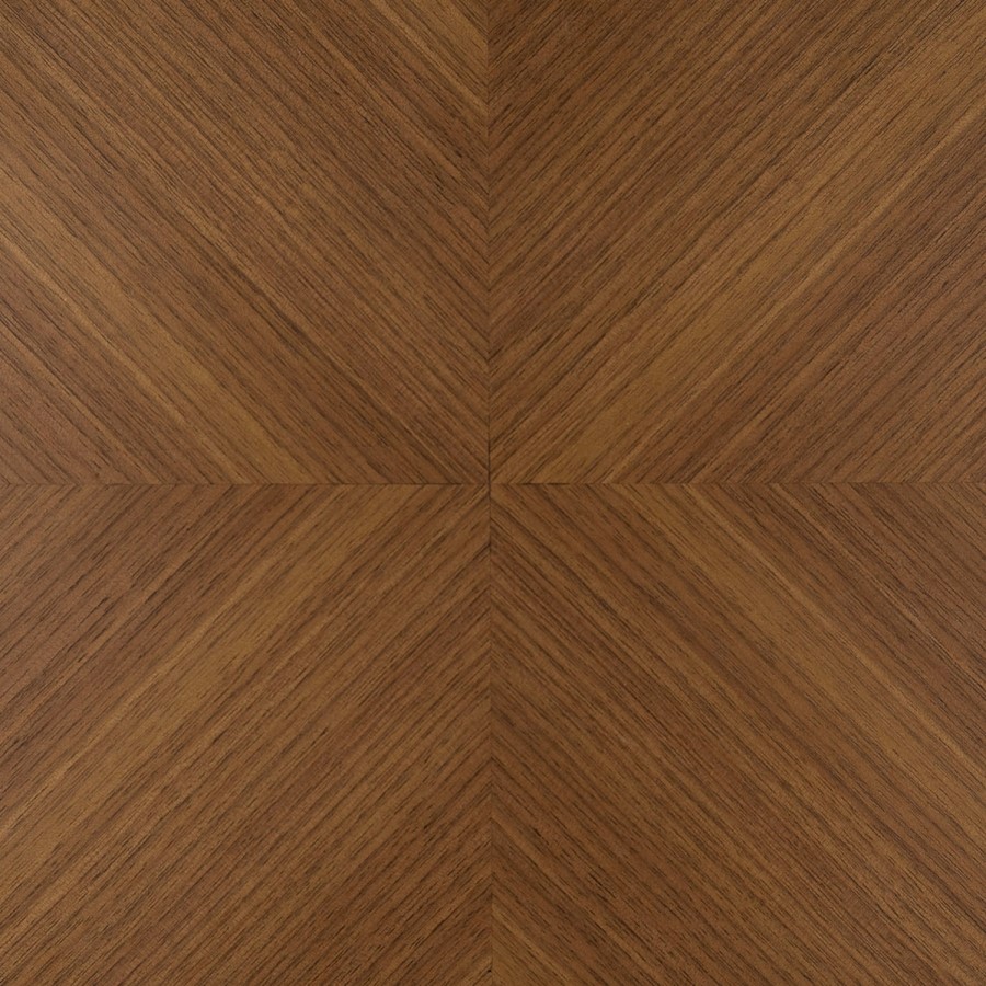 Wide Walnut Mid-Century 6 Drawer Chest of Drawers with Parquet Finish - Nikita
