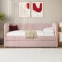 GRADE A1 - Velvet Single Day Bed with Trundle in Pink - Newton