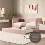 GRADE A1 - Velvet Single Day Bed with Trundle in Pink - Newton