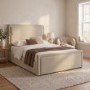 Beige Upholstered Double Side Lift Ottoman Bed - Joan