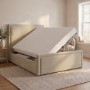 Beige Upholstered King Size Side Lift Ottoman Bed - Joan
