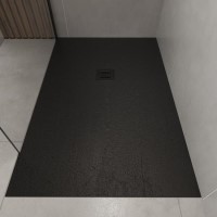 1200x900mm Slate Effect Rectangular Anti-Slip 27mm Slimline Black Shower Tray – Sileti