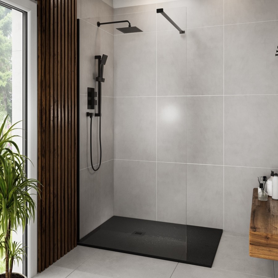 1200x900mm Slate Effect Rectangular Anti-Slip 27mm Slimline Black Shower Tray – Sileti