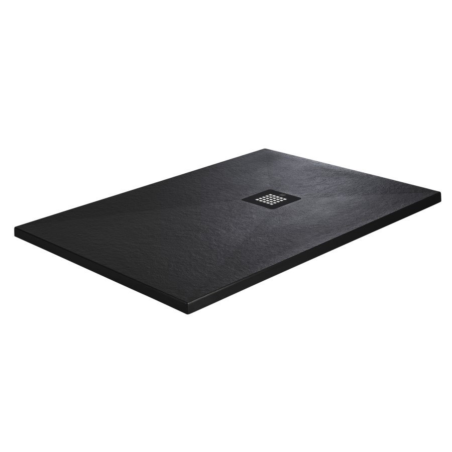 1200x900mm Slate Effect Rectangular Anti-Slip 27mm Slimline Black Shower Tray – Sileti