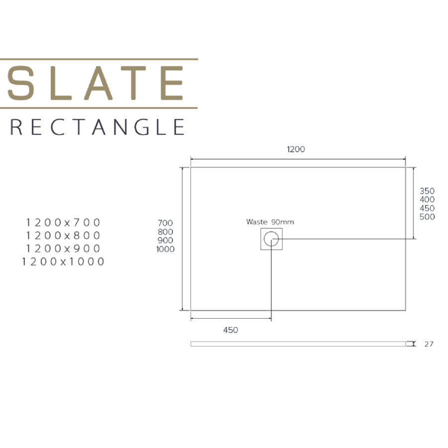 1200x900mm Slate Effect Rectangular Anti-Slip 27mm Slimline Black Shower Tray – Sileti