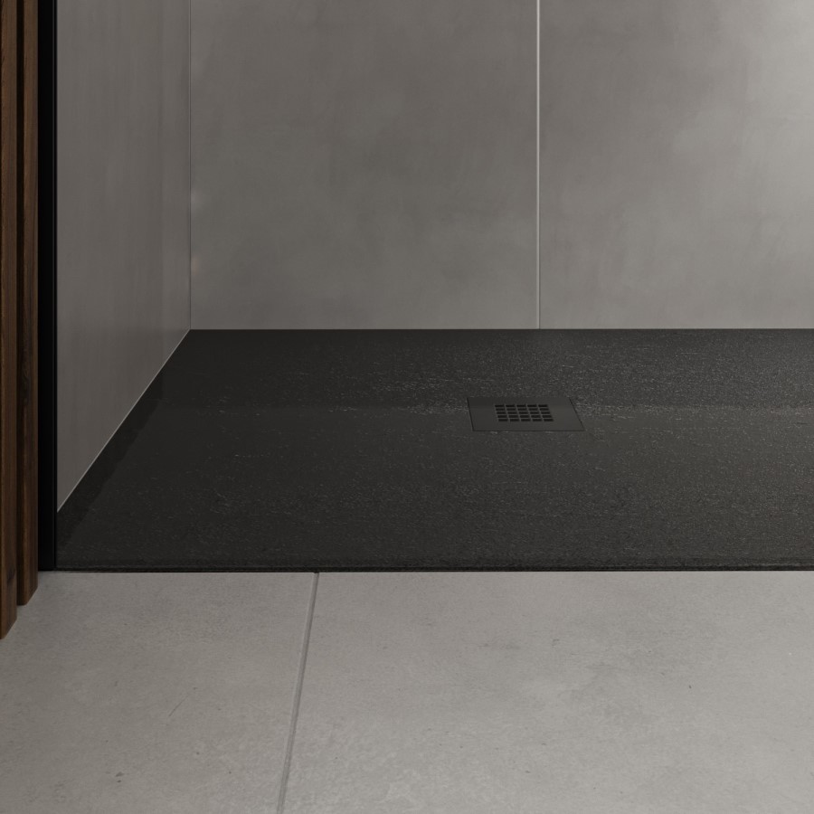 1000x900mm Rectangular Anti-Slip 27mm Slimline Black Stone Resin Shower Tray – Sileti