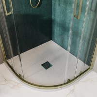 900x900mm Quadrant Anti-Slip 27mm Slimline White Stone Resin Shower Tray – Sileti
