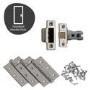 Internal Black Nickel Bathroom Lever Door Handle with Lock, Latch and Hinges Pack - 65mm Latch - Oder - XL Joinery