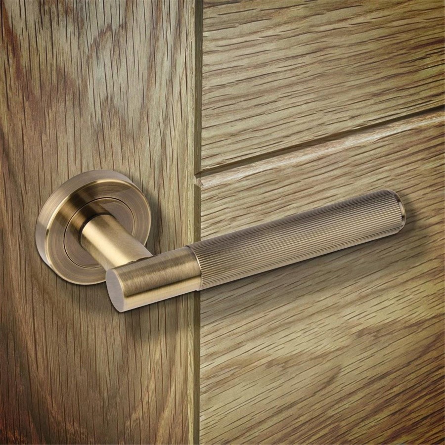 Internal Antique Bronze Lever Door Handle with Latch and Hinges Pack - 65mm Latch - Oglio - XL Joinery