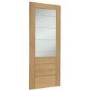 Internal Oak 2XG FD30 Fire Door with Clear Etched Glass - Pre-Finished - 1981 x 838 x 44mm - Palermo Premium - XL Joinery