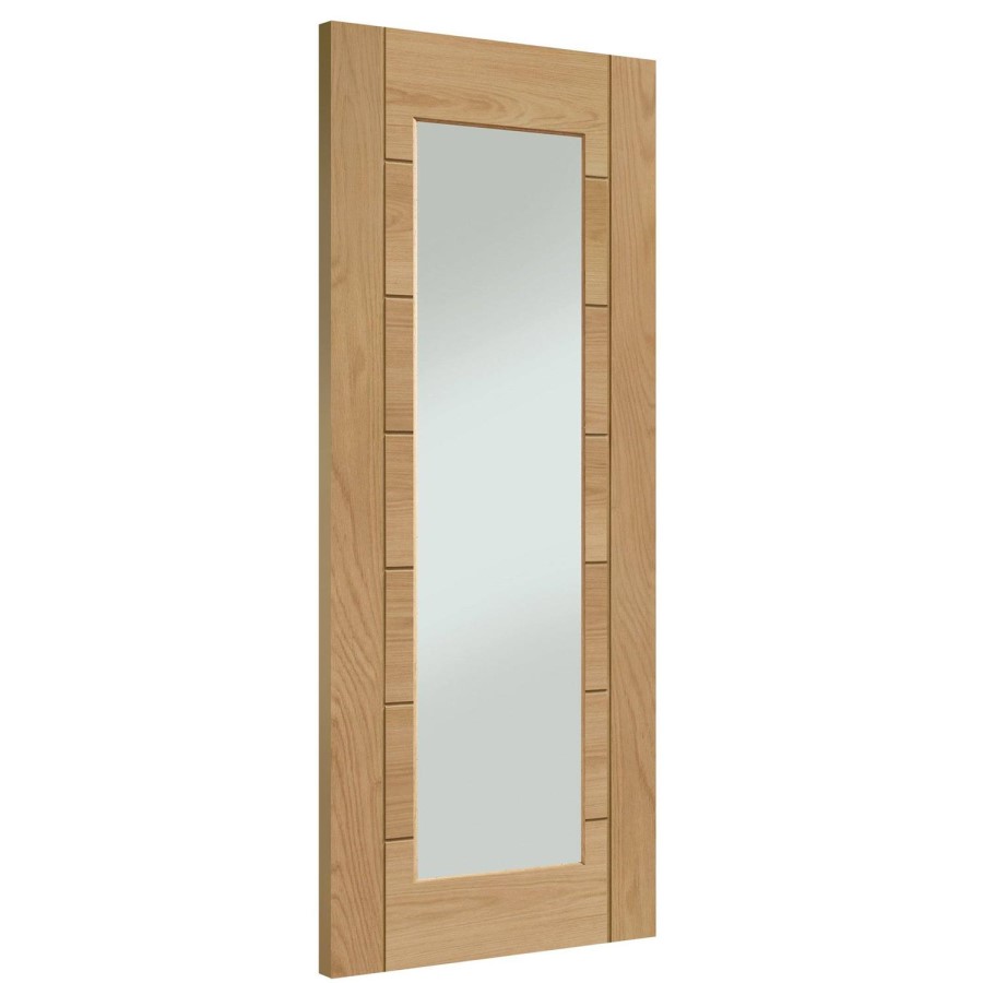 Internal Oak Fully-Glazed Door with Clear Glass - Pre-Finished - 1981 x 762 x 35mm - Palermo Premium - XL Joinery