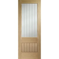 Internal Oak Half-Glazed Cottage Door with Clear Etched Glass - Pre-Finished - 2040 x 826 x 40mm - Suffolk Premium - XL Joinery