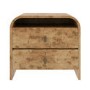 Wide Light Burl Wood Effect 2 Drawer Bedside Table - Oriana