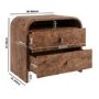 Wide Dark Burl Wood Effect 2 Drawer Bedside Table - Oriana
