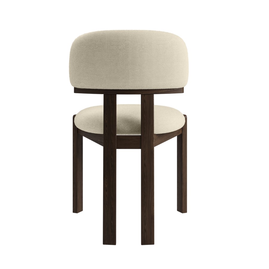 Set of 2 Walnut and Cream Upholstered Dining Chairs - Otto