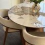 Set of 2 Walnut and Beige Upholstered Curved Dining Chairs - Owen