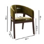 Set of 2 Walnut & Olive Green Velvet Curved Dining Chairs - Owen