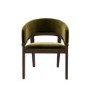 Set of 2 Walnut & Olive Green Velvet Curved Dining Chairs - Owen