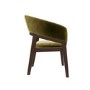 Set of 2 Walnut & Olive Green Velvet Curved Dining Chairs - Owen