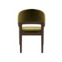 Set of 4 Walnut & Olive Green Velvet Curved Dining Chairs - Owen