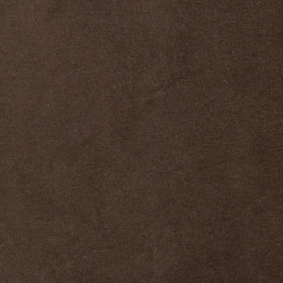 Walnut & Chocolate Brown Velvet Curved Kitchen Stool with Back - Owen