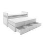 Single White Wooden Guest Bed with 3 Drawers and Trundle - Oxford