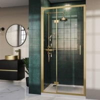 1000mm Brushed Brass Hinged Door Shower Enclosure 8mm Glass - Pavo