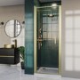 900mm Brushed Brass Hinged Door Shower Enclosure 8mm Glass - Pavo
