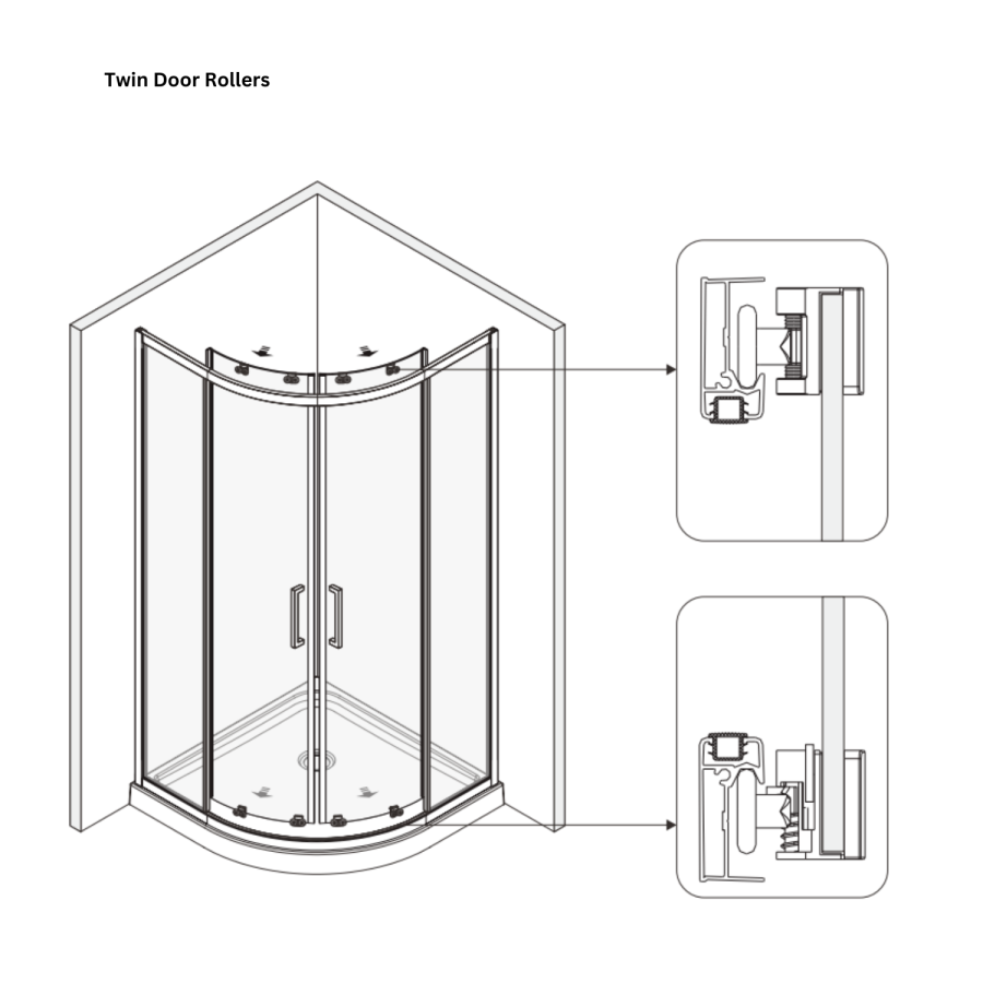 900mm Brushed Brass 8mm Glass Quadrant Shower Enclosure - Pavo