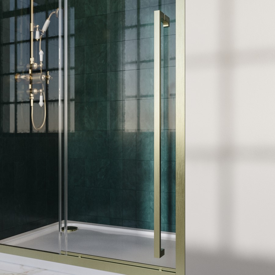 1200mm Black Sliding Door Shower Enclosure 8mm Glass with Extended Handle - Pavo