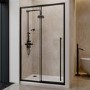 1200mm Black Sliding Door Shower Enclosure 8mm Glass with Extended Handle - Pavo