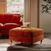 Large Orange Velvet Footstool - Payton