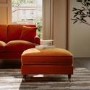 Large Orange Velvet Footstool - Payton
