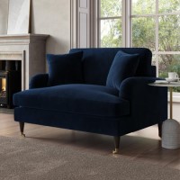 ALMOST PERFECT - Payton Dark Navy Velvet Loveseat